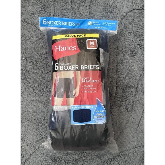 Hanes Other - New 6 Pack Men’s Boxer Briefs Underwear Size Medium